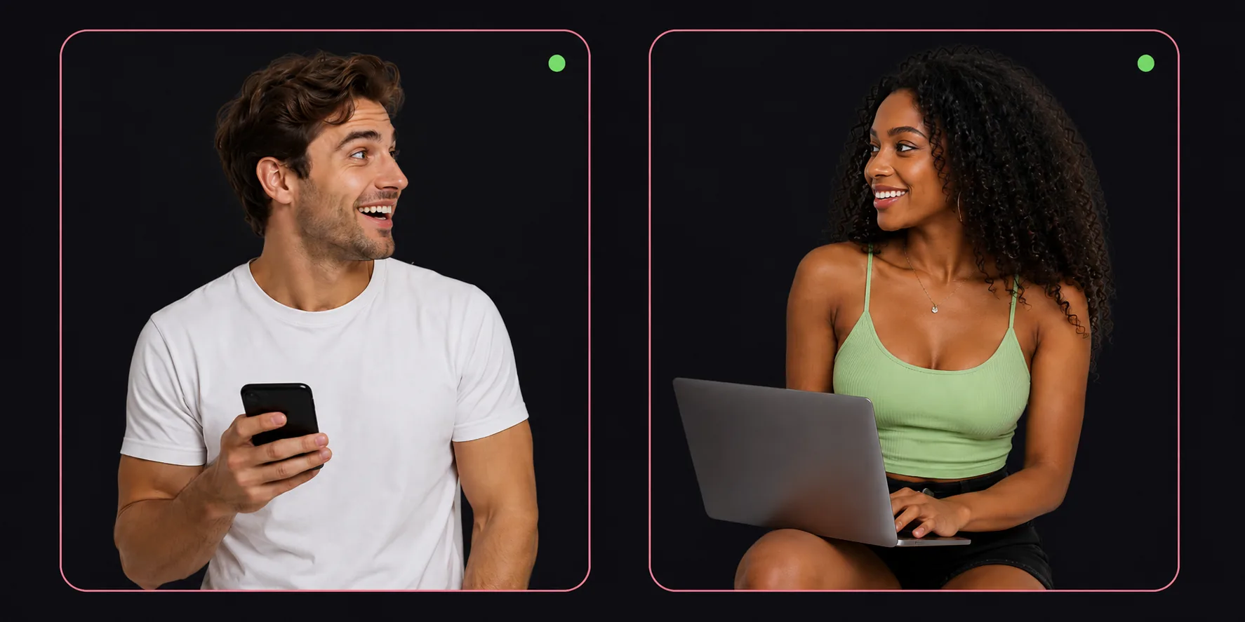 A man and woman connecting live on video chat